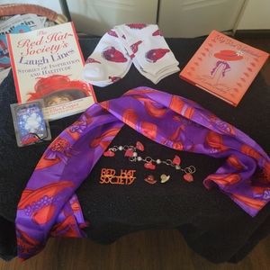 Ladies Red Hat Society  accessories and books Bundle